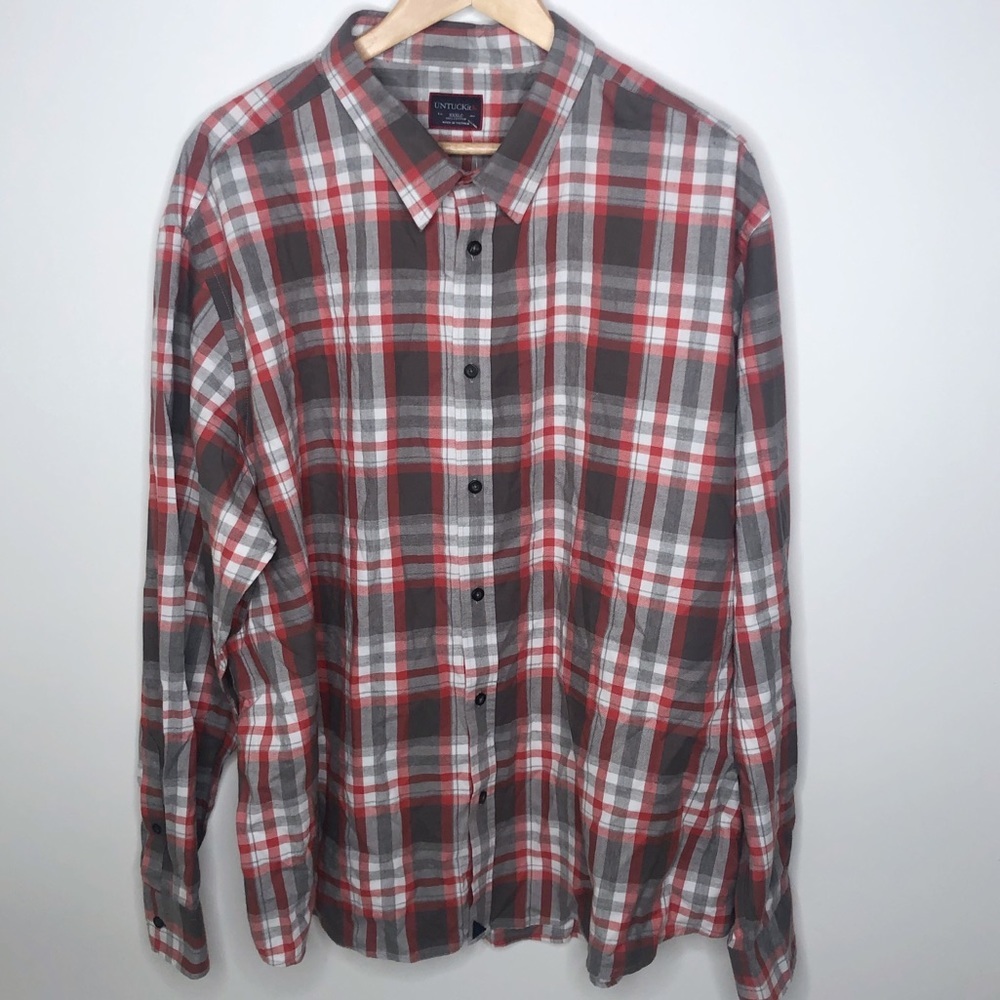 Untuckit Plaid Long Sleeve Button Down Shirt
